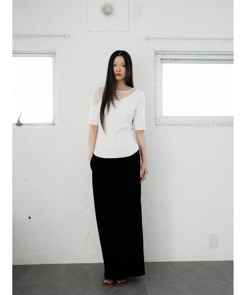 Katrin TOKYO（カトリーントーキョー）の「sheer mesh combi rib tops（Tシャツ/カットソー・レディース・ピンク/ベージュ系/ホワイト・XS/FREE）」の10枚目の写真