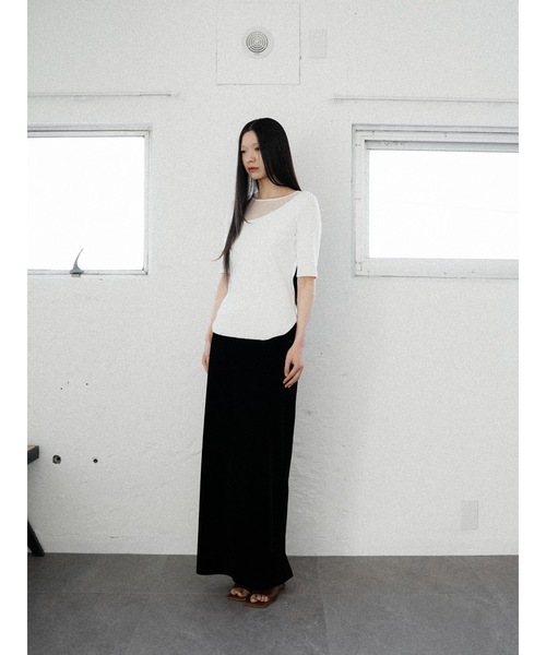 Katrin TOKYO（カトリーントーキョー）の「sheer mesh combi rib tops（Tシャツ/カットソー・レディース・ピンク/ベージュ系/ホワイト・XS/FREE）」の11枚目の写真