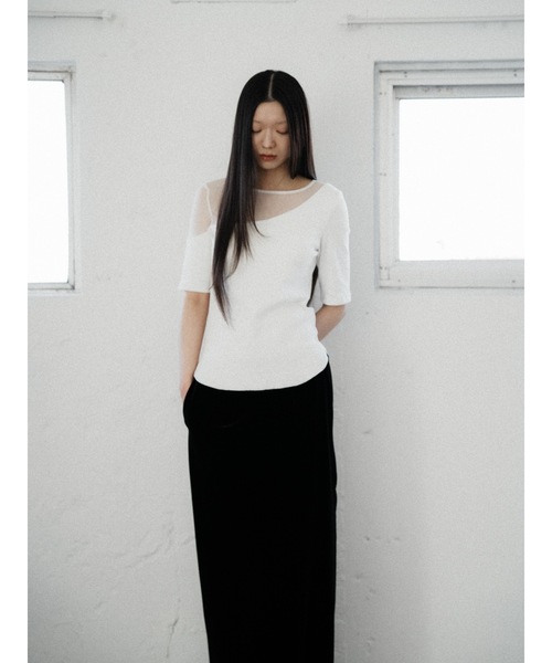 Katrin TOKYO（カトリーントーキョー）の「sheer mesh combi rib tops（Tシャツ/カットソー・レディース・ピンク/ベージュ系/ホワイト・XS/FREE）」の12枚目の写真