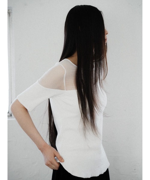 Katrin TOKYO（カトリーントーキョー）の「sheer mesh combi rib tops（Tシャツ/カットソー・レディース・ピンク/ベージュ系/ホワイト・XS/FREE）」の18枚目の写真