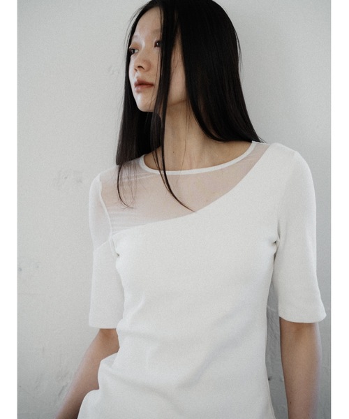 Katrin TOKYO（カトリーントーキョー）の「sheer mesh combi rib tops（Tシャツ/カットソー・レディース・ピンク/ベージュ系/ホワイト・XS/FREE）」の21枚目の写真