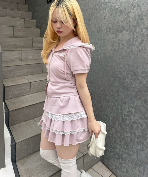 continuer de NICE CLAUP（コンティニューデナイスクラップ）の「ショートパーカーsetup（パーカー・レディース・グレー系その他2/ブラック系その他/グレー/ブラック/ピンク系その他/ピンク・FREE）」の12枚目の写真