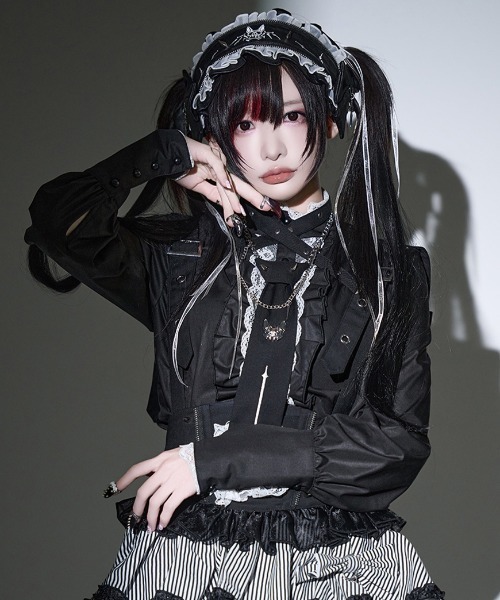 Grrr the Lipper(ガルルザリッパー)の「『Grrr the Lipper/ガルル・ザ・リッパー』御棘嬢園レムネちゃんのブラウス(シャツ/ブラウス・レディース・ブラック/ブラック×レッド・FREE)」の3枚目の写真