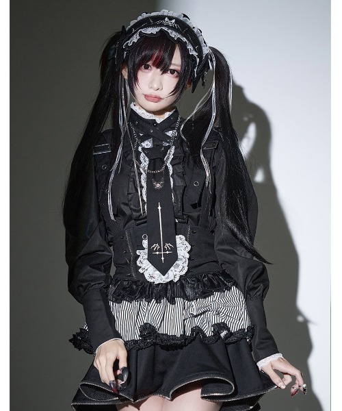 Grrr the Lipper(ガルルザリッパー)の「『Grrr the Lipper/ガルル・ザ・リッパー』御棘嬢園レムネちゃんのブラウス(シャツ/ブラウス・レディース・ブラック/ブラック×レッド・FREE)」の6枚目の写真