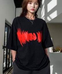 ネオン タギング グラフィック ホースシュー ロゴ オーバーサイズ 半袖Tシャツ