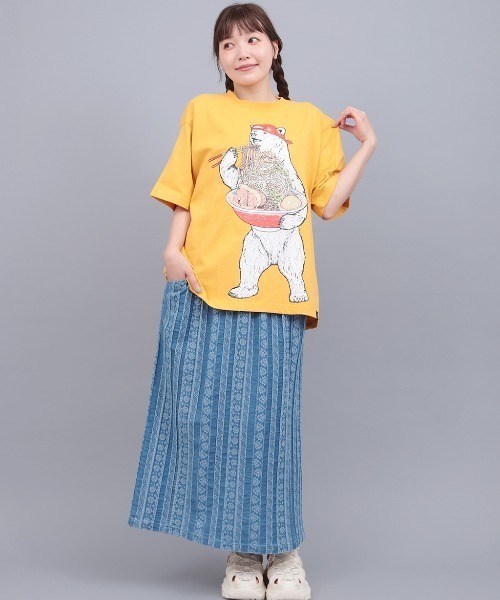 チチカカ(チチカカ)の「go slow caravan USAコットン豪快盛りラーメンクマT(Tシャツ/カットソー・レディース・イエロー/アイボリー/ネイビー・MEDIUM/LARGE)」の6枚目の写真