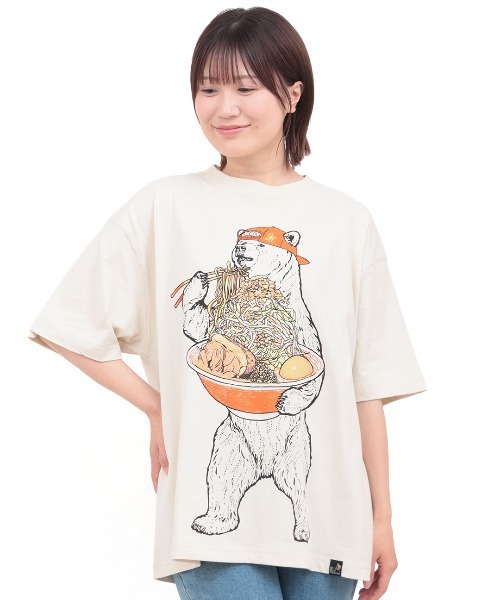 チチカカ(チチカカ)の「go slow caravan USAコットン豪快盛りラーメンクマT(Tシャツ/カットソー・レディース・イエロー/アイボリー/ネイビー・MEDIUM/LARGE)」の7枚目の写真