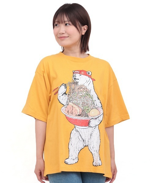 チチカカ(チチカカ)の「go slow caravan USAコットン豪快盛りラーメンクマT(Tシャツ/カットソー・レディース・イエロー/アイボリー/ネイビー・MEDIUM/LARGE)」の9枚目の写真