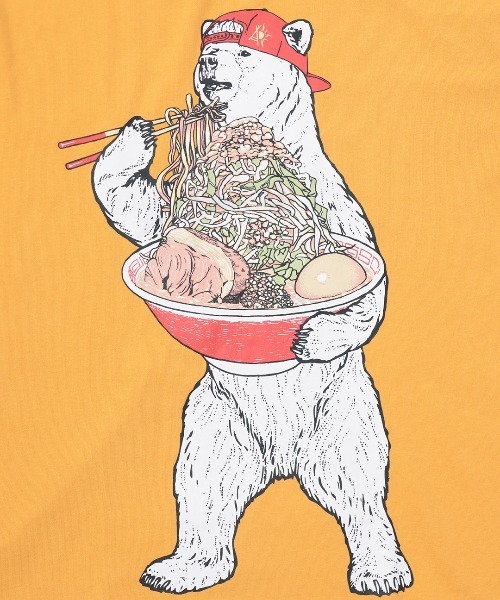 チチカカ(チチカカ)の「go slow caravan USAコットン豪快盛りラーメンクマT(Tシャツ/カットソー・レディース・イエロー/アイボリー/ネイビー・MEDIUM/LARGE)」の16枚目の写真