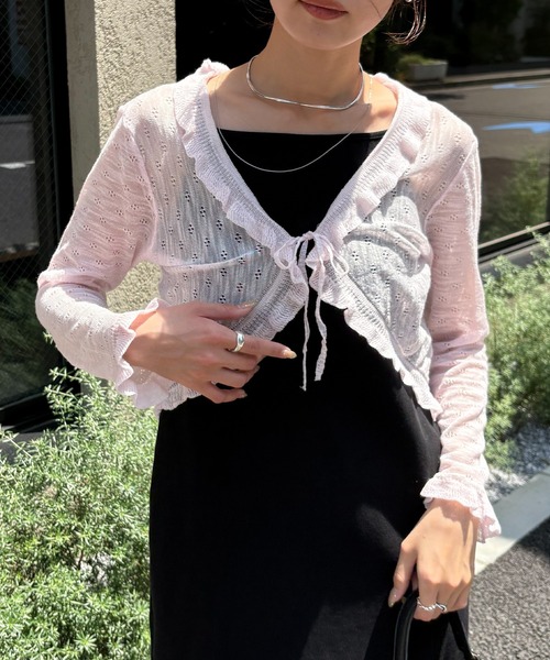 NOGLE(ノグル)の「【NOGLE select/ノグルセレクト】シアーフリルカラーカーディガン(カーディガン/ボレロ・レディース・ピンク/アイボリー/ベージュ/ブルー・FREE)」の17枚目の写真