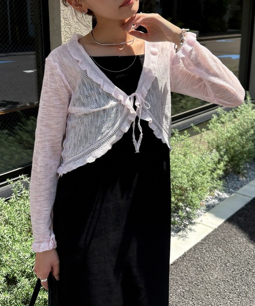 NOGLE(ノグル)の「【NOGLE select/ノグルセレクト】シアーフリルカラーカーディガン(カーディガン/ボレロ・レディース・ピンク/アイボリー/ベージュ/ブルー・FREE)」の14枚目の写真