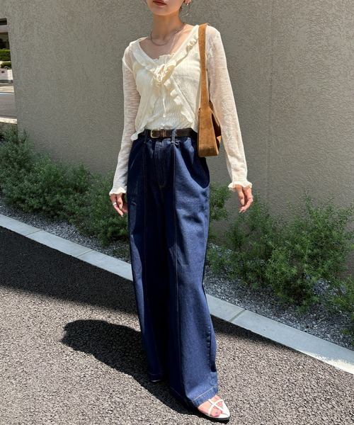 NOGLE(ノグル)の「【NOGLE select/ノグルセレクト】シアーフリルカラーカーディガン(カーディガン/ボレロ・レディース・ピンク/アイボリー/ベージュ/ブルー・FREE)」の9枚目の写真