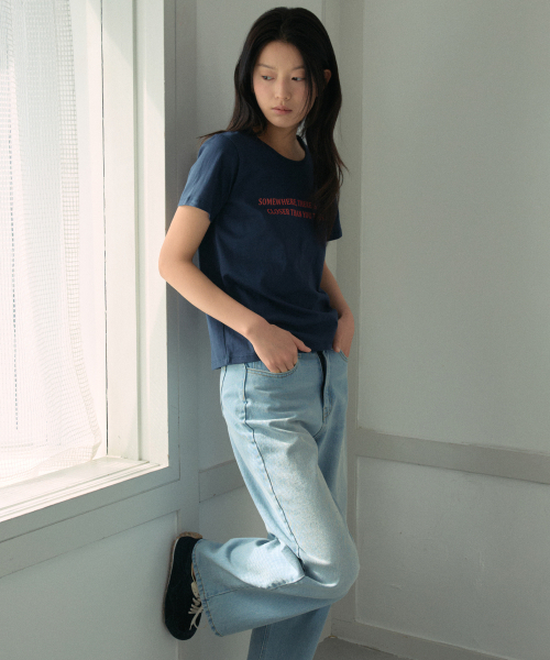WEDNESDAYOASISFORWOMEN（ウェンズデー オアシス フォー ウーマン）の「クローザーシルケットハーフTシャツ_NAVY(WB6TP35)（Tシャツ/カットソー・レディース・ネイビー・FREE）」の4枚目の写真