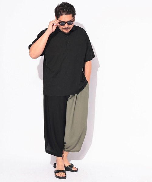 B&T CLUB（ビーティークラブ）の「ポロシャツ 半袖 メンズ 大きいサイズ COOL＆SPAN ジャガード スキッパー シャツ B＆T CLUB (ビーアンドティークラブ)（ポロシャツ・メンズ・ブラック/ネイビー・X1(3L～4L)/X4(8L～9L)/X2(4L～5L)）」の4枚目の写真