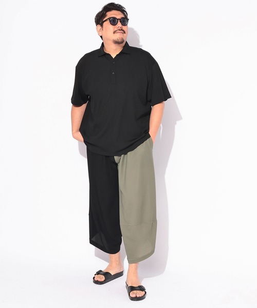 B&T CLUB（ビーティークラブ）の「ポロシャツ 半袖 メンズ 大きいサイズ COOL＆SPAN ジャガード スキッパー シャツ B＆T CLUB (ビーアンドティークラブ)（ポロシャツ・メンズ・ブラック/ネイビー・X1(3L～4L)/X4(8L～9L)/X2(4L～5L)）」の5枚目の写真