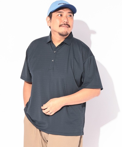 B&T CLUB（ビーティークラブ）の「ポロシャツ 半袖 メンズ 大きいサイズ COOL＆SPAN ジャガード スキッパー シャツ B＆T CLUB (ビーアンドティークラブ)（ポロシャツ・メンズ・ブラック/ネイビー・X1(3L～4L)/X4(8L～9L)/X2(4L～5L)）」の9枚目の写真
