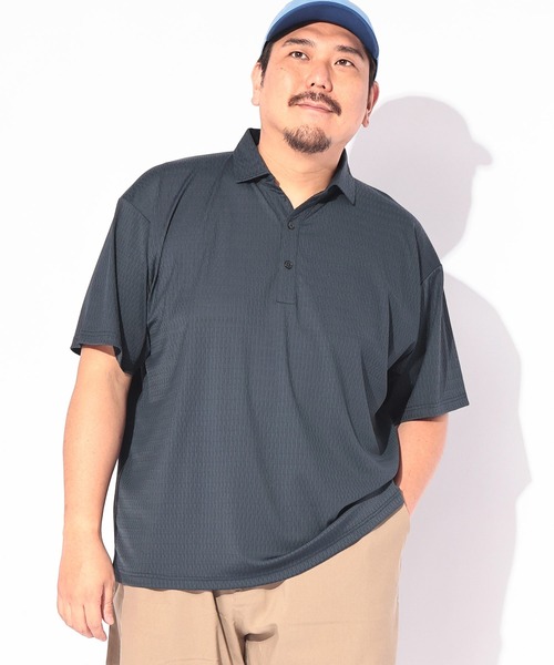 B&T CLUB（ビーティークラブ）の「ポロシャツ 半袖 メンズ 大きいサイズ COOL＆SPAN ジャガード スキッパー シャツ B＆T CLUB (ビーアンドティークラブ)（ポロシャツ・メンズ・ブラック/ネイビー・X1(3L～4L)/X4(8L～9L)/X2(4L～5L)）」の8枚目の写真
