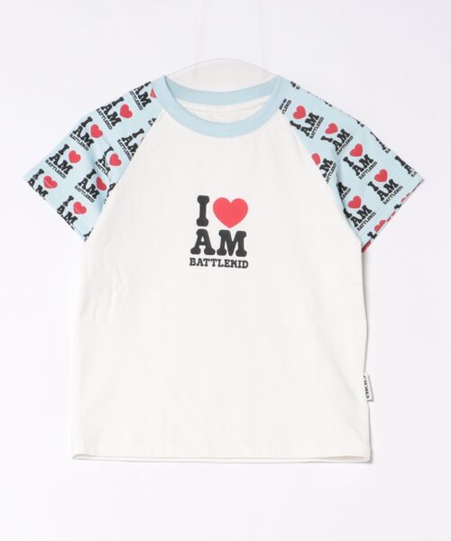 SPINNS（スピンズ）の「ラグラン半袖Tシャツ/袖ロゴ/バディガール（Tシャツ/カットソー・レディース・ホワイト×ブラック/ホワイト×ブルー・ONESIZE）」の14枚目の写真