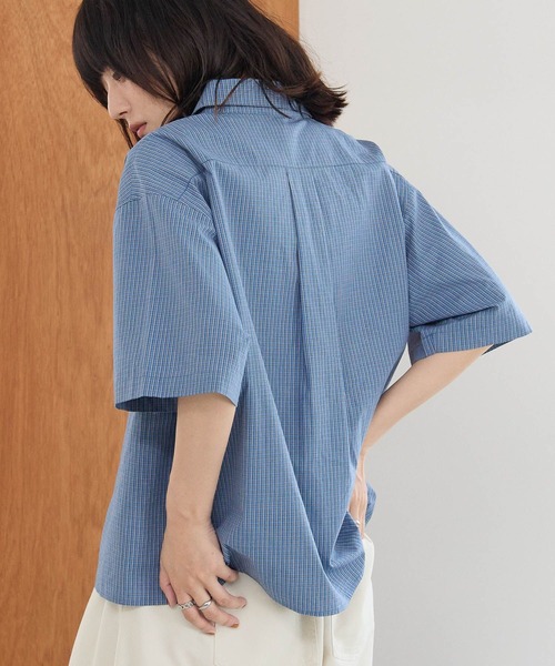 PBLIM(ページボーイリム)の「《UNISEX》チェッククロップドシャツ(シャツ/ブラウス・レディース・ネイビー/ブルー・FREE)」の15枚目の写真