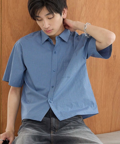 PBLIM(ページボーイリム)の「《UNISEX》チェッククロップドシャツ(シャツ/ブラウス・レディース・ネイビー/ブルー・FREE)」の19枚目の写真