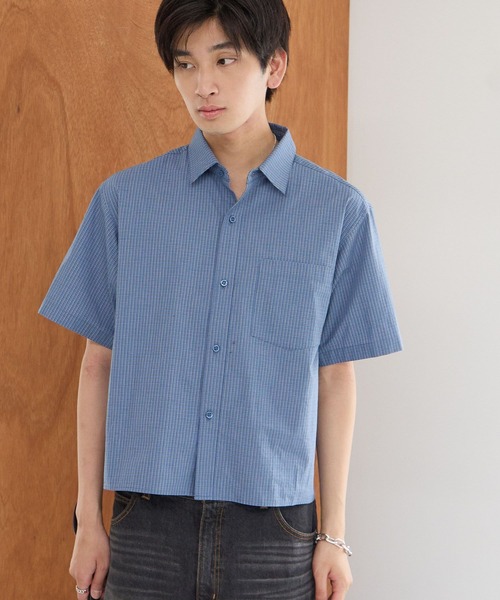 PBLIM(ページボーイリム)の「《UNISEX》チェッククロップドシャツ(シャツ/ブラウス・レディース・ネイビー/ブルー・FREE)」の20枚目の写真