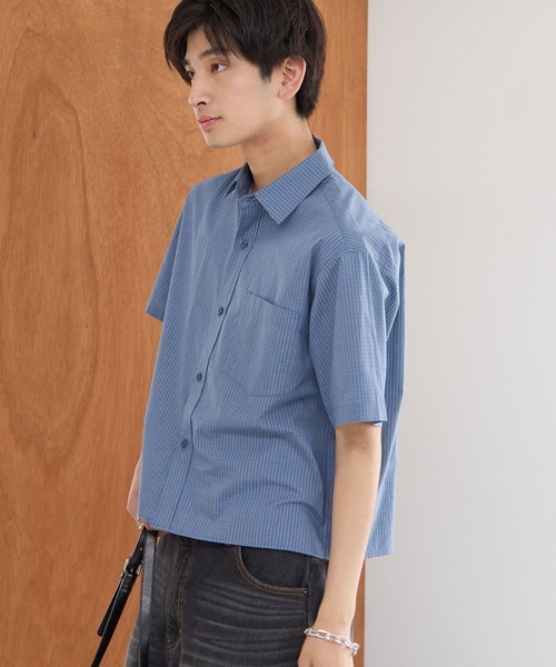 PBLIM(ページボーイリム)の「《UNISEX》チェッククロップドシャツ(シャツ/ブラウス・レディース・ネイビー/ブルー・FREE)」の21枚目の写真