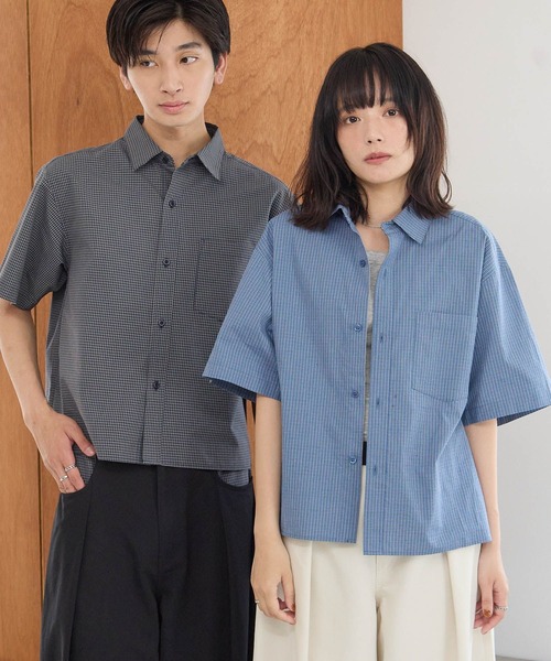 PBLIM(ページボーイリム)の「《UNISEX》チェッククロップドシャツ(シャツ/ブラウス・レディース・ネイビー/ブルー・FREE)」の10枚目の写真