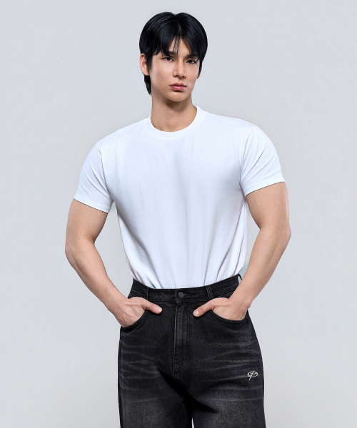 PHYSICAL GARMENTS（フィジカルガーメンツ）の「P2615 クラシックモダールスパンマッスルフィット半袖Tシャツ [4COLOR]（Tシャツ/カットソー・メンズ・ホワイト/ブラック/カーキ/チャコール・MEDIUM/LARGE/X-LARGE/XX-LARGE）」の8枚目の写真