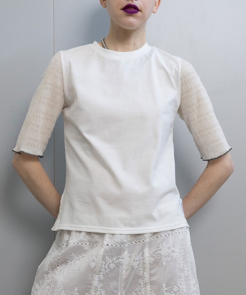 MARECHAL TERRE(マルシャルテル)の「【接触冷感】シアーインナートップス(Tシャツ/カットソー・レディース・ブラック/オフホワイト/セージグリーン/ネイビー/ダークブラウン・MEDIUM)」の3枚目の写真