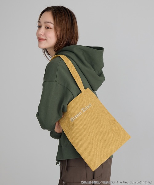 earth music&ecology(アースミュージックアンドエコロジー)の「進撃の巨人 コーデュロイトートバッグ(トートバッグ・レディース・パープル/ライトブルー/グリーン/イエロー/ブルー/レッド・FREE)」の6枚目の写真