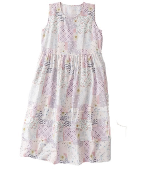 LUCPY(ラクピー)の「パッチワークプリントノースリーブワンピース(ワンピース・レディース・ピンク・XX-LARGE/X-LARGE/LARGE/MEDIUM)」の1枚目の写真