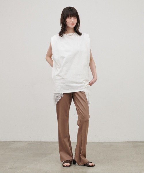 LARUTA(ラルータ)の「【LARUTA】天竺ショルダータックプルオーバー(Tシャツ/カットソー・レディース・オフホワイト/イエロー/ブラウン/ブラック・FREE)」の8枚目の写真