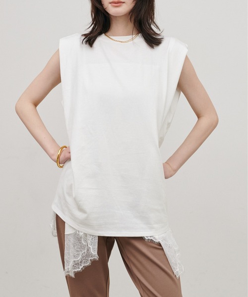 LARUTA(ラルータ)の「【LARUTA】天竺ショルダータックプルオーバー(Tシャツ/カットソー・レディース・オフホワイト/イエロー/ブラウン/ブラック・FREE)」の5枚目の写真