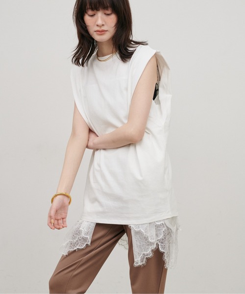 LARUTA(ラルータ)の「【LARUTA】天竺ショルダータックプルオーバー(Tシャツ/カットソー・レディース・オフホワイト/イエロー/ブラウン/ブラック・FREE)」の6枚目の写真