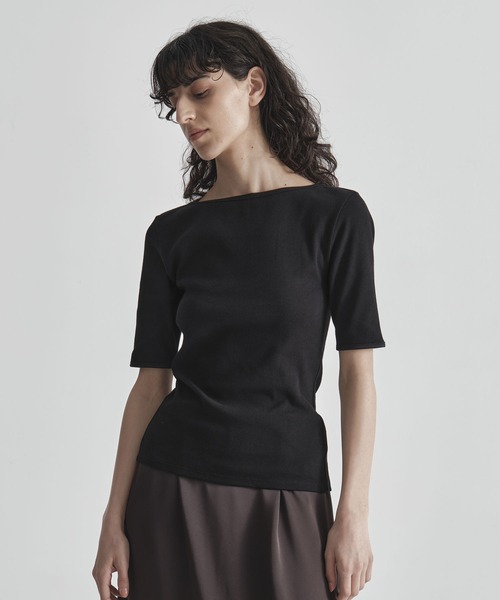 THE TOKYO(ザトウキョウ)の「【THE TOKYO/ザトウキョウ】Boat Neck Rib Top/ボートネックリブトップス(Tシャツ/カットソー・レディース・ブラック/ベージュ/ホワイト/グレー・FREE)」の19枚目の写真