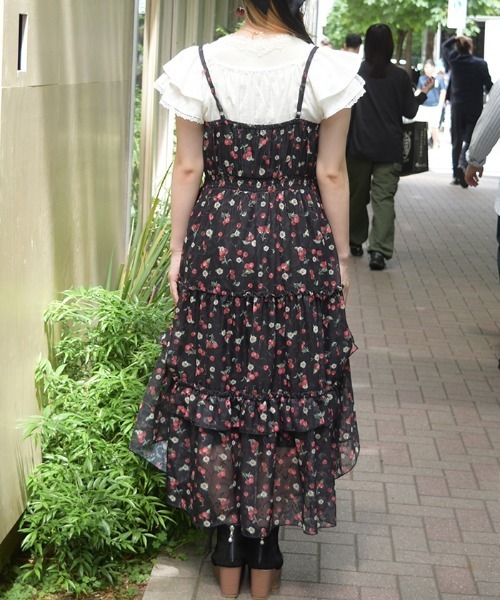 axes femme（アクシーズファム）の「さくらんぼキャミワンピース（ワンピース・レディース・サックスブルー/ブラック/キナリ・FREE）」の6枚目の写真