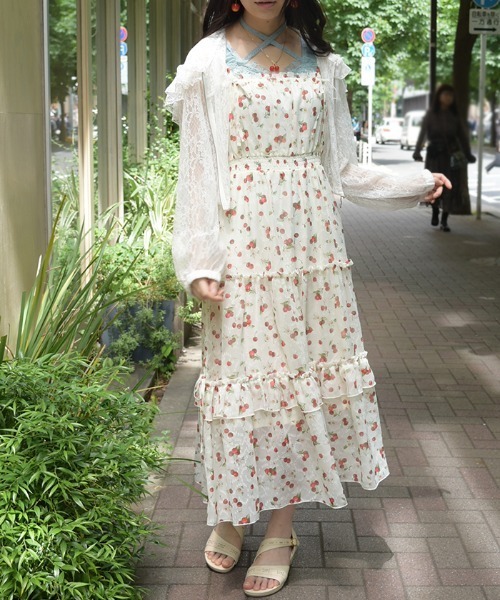 axes femme（アクシーズファム）の「さくらんぼキャミワンピース（ワンピース・レディース・サックスブルー/ブラック/キナリ・FREE）」の8枚目の写真