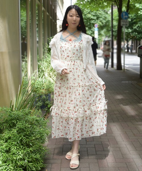 axes femme（アクシーズファム）の「さくらんぼキャミワンピース（ワンピース・レディース・サックスブルー/ブラック/キナリ・FREE）」の9枚目の写真