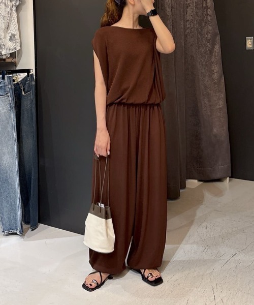 AZUL by moussy(アズールバイマウジー)の「【身長/骨格別着用画像あり】【セットアップ対応】ニットリラックスバルーンパンツ 春服 夏服 秋服 ルーズ サマーニット(スラックス・レディース・ブラウン/ブラック・SMALL/MEDIUM)」の22枚目の写真