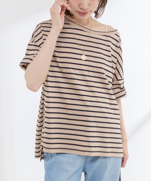 NOLLEY’S(ノーリーズ)の「【WEB限定】ウォッシャブルリヨセル綿オトナT(Tシャツ/カットソー・レディース・オフホワイト/ブルー系その他7/ネイビー/ベージュ系その他3・38)」の8枚目の写真