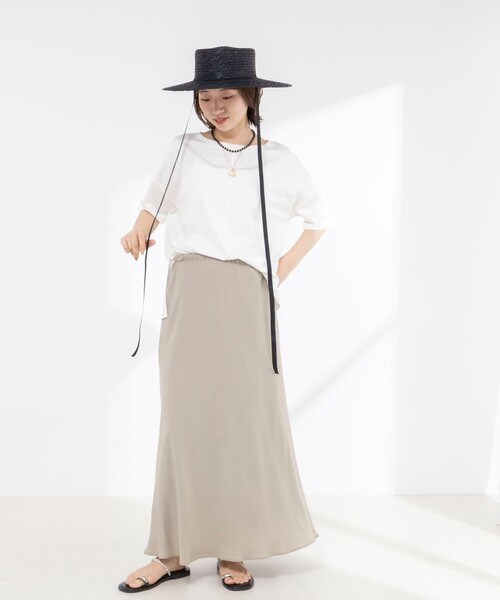 NOLLEY’S(ノーリーズ)の「【WEB限定】ウォッシャブルリヨセル綿オトナT(Tシャツ/カットソー・レディース・オフホワイト/ブルー系その他7/ネイビー/ベージュ系その他3・38)」の12枚目の写真