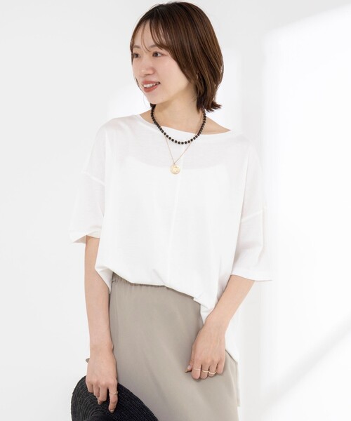 NOLLEY’S(ノーリーズ)の「【WEB限定】ウォッシャブルリヨセル綿オトナT(Tシャツ/カットソー・レディース・オフホワイト/ブルー系その他7/ネイビー/ベージュ系その他3・38)」の16枚目の写真