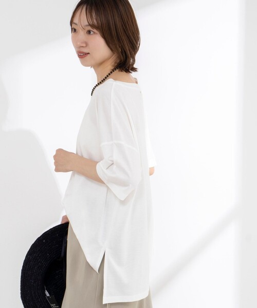 NOLLEY’S(ノーリーズ)の「【WEB限定】ウォッシャブルリヨセル綿オトナT(Tシャツ/カットソー・レディース・オフホワイト/ブルー系その他7/ネイビー/ベージュ系その他3・38)」の18枚目の写真