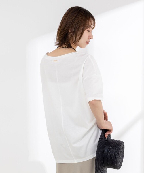 NOLLEY’S(ノーリーズ)の「【WEB限定】ウォッシャブルリヨセル綿オトナT(Tシャツ/カットソー・レディース・オフホワイト/ブルー系その他7/ネイビー/ベージュ系その他3・38)」の20枚目の写真