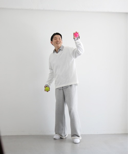 crepuscule(クレプスキュール)の「【EXCLUSIVE】crepuscule Washi v/n pullover(ニット/セーター・メンズ・ホワイト/レッド・1/2)」の1枚目の写真