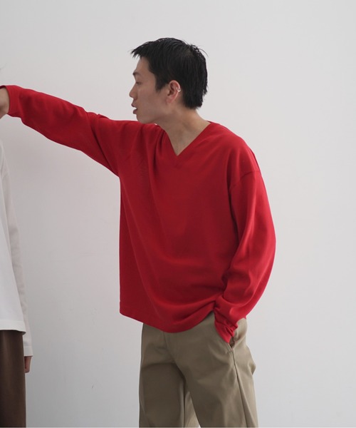 crepuscule(クレプスキュール)の「【EXCLUSIVE】crepuscule Washi v/n pullover(ニット/セーター・メンズ・ホワイト/レッド・1/2)」の8枚目の写真