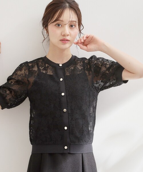 couture brooch（クチュールブローチ）の「【洗える】フラワーレース カーディガン（カーディガン/ボレロ・レディース・ブラック/ホワイト・42/38/36/40）」の19枚目の写真