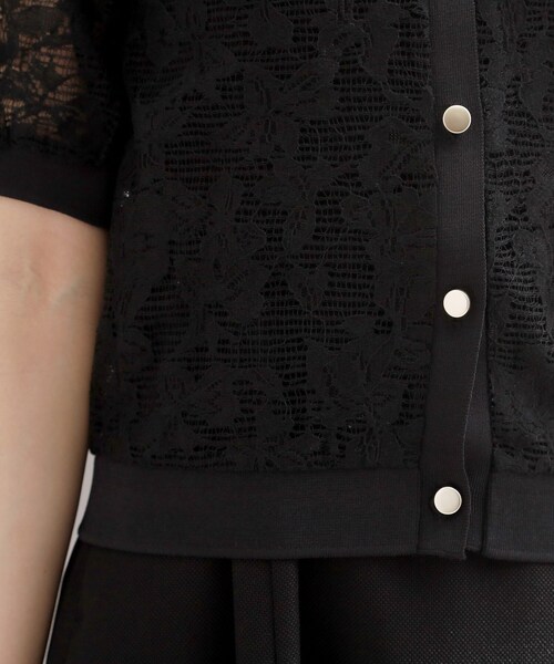 couture brooch（クチュールブローチ）の「【洗える】フラワーレース カーディガン（カーディガン/ボレロ・レディース・ブラック/ホワイト・42/38/36/40）」の10枚目の写真