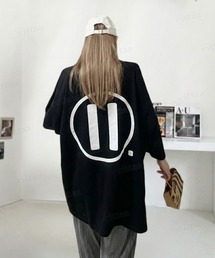 韓国ファッション PAUSAバックプリント半袖Tシャツ