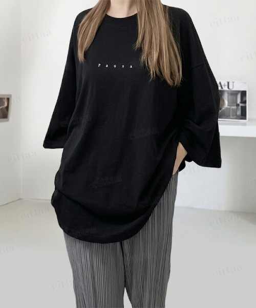 Dalfwin(ダールフィン)の「韓国ファッション PAUSAバックプリント半袖Tシャツ(Tシャツ/カットソー・レディース・ホワイト/ブラック・FREE)」の12枚目の写真